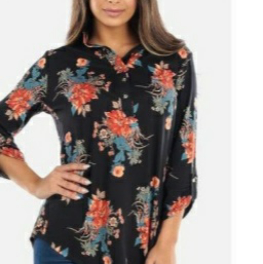 Gibson Latimer Floral Blouse Size Medium